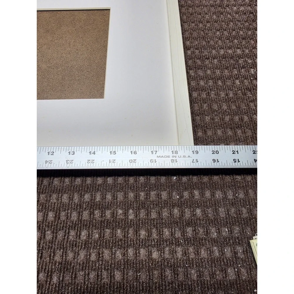 White Wood Grain Picture Frame with White Mat 17.5 x 21.5 Wall Decor
